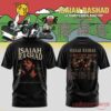 Black Isaiah Rashad tee featuring a portrait front print and a burning house graphic with tour dates listed on the back