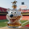 Kansas City Chiefs Mascot Run It Back Whiskey Bottle topped with a detailed bronze horse racing stopper