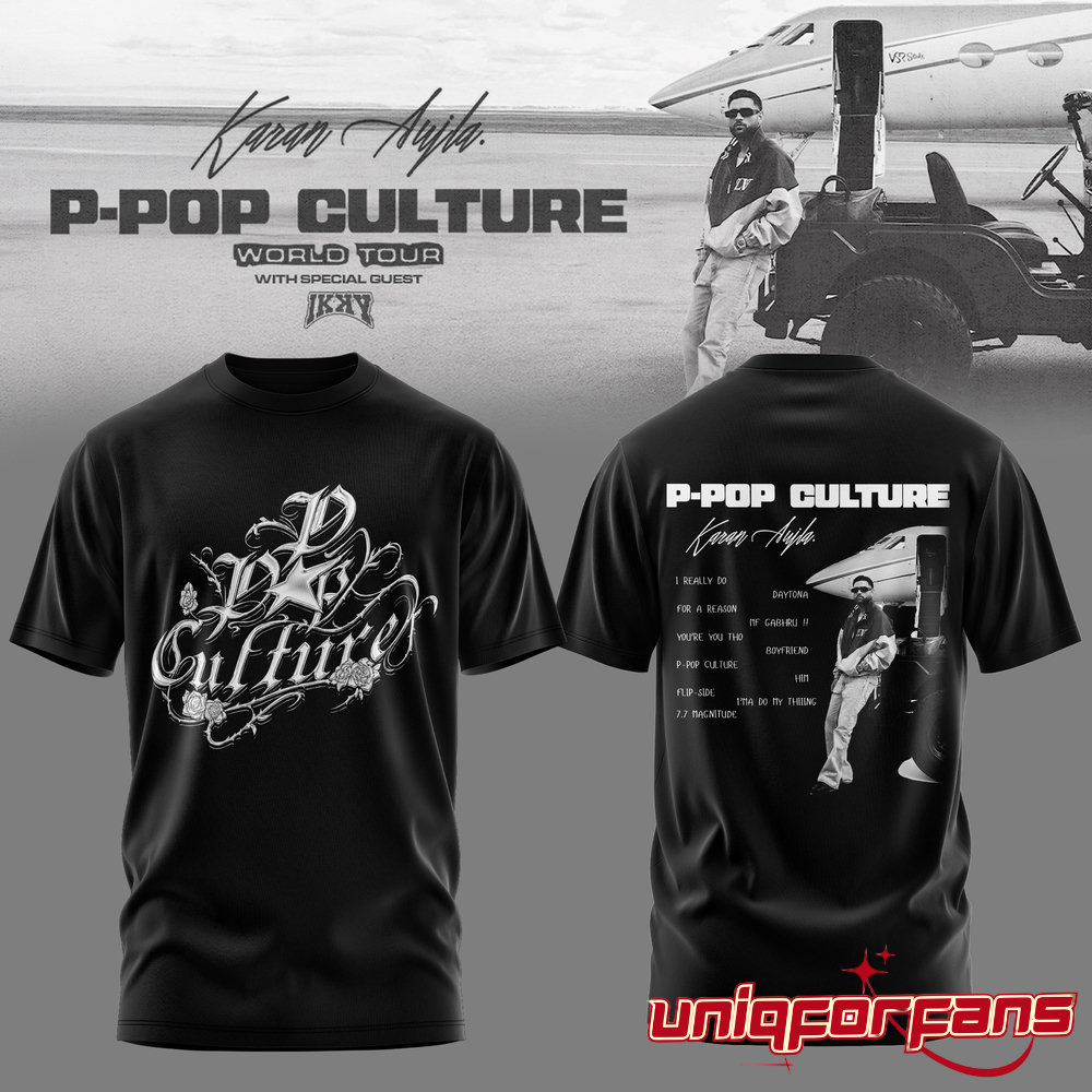 Karan Aujla P-Pop Culture World Tour Blackout Limited Edition 3D T-shirt Karan Aujla P-Pop Culture World Tour Blackout Limited Edition 3D T-shirt