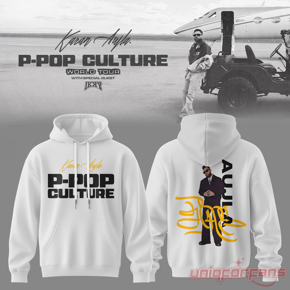 Karan Aujla P-Pop Culture World Tour Signature White Hoodie Karan Aujla P-Pop Culture World Tour Signature White Hoodie