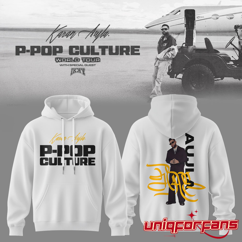 Karan Aujla P-Pop Culture World Tour Signature White Hoodie Karan Aujla P-Pop Culture World Tour Signature White Hoodie