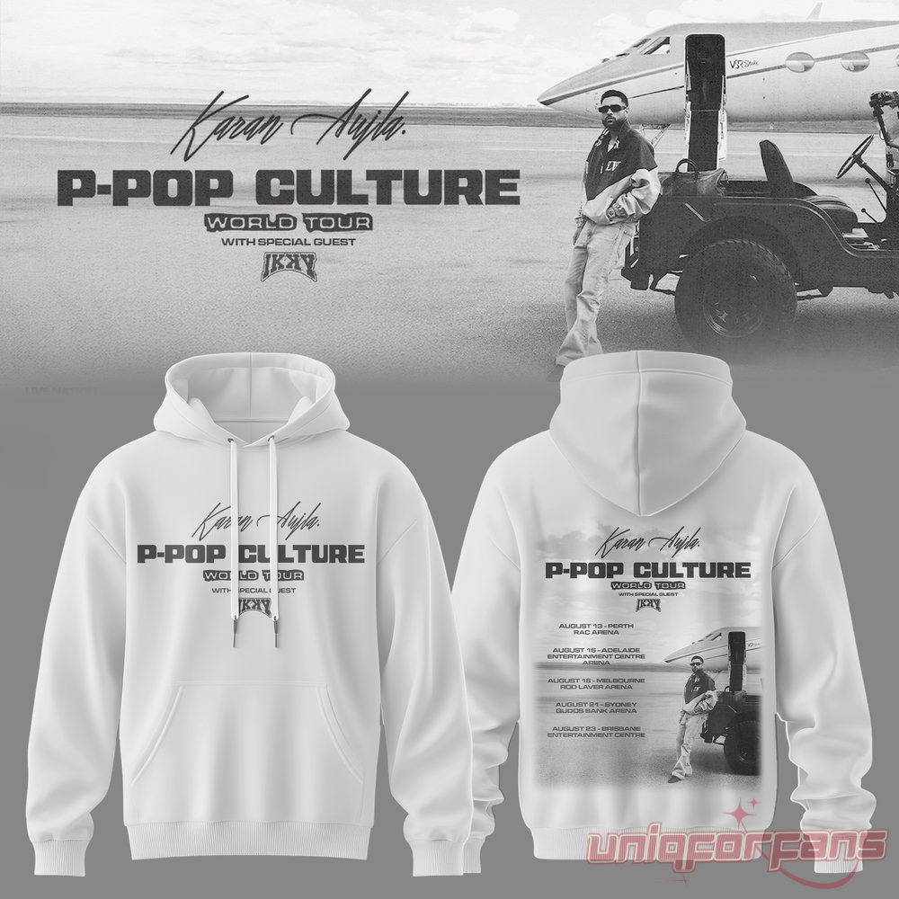 Karan Aujla P-Pop Culture World Tour Signature White Hoodie Karan Aujla P-Pop Culture World Tour Signature White Hoodie