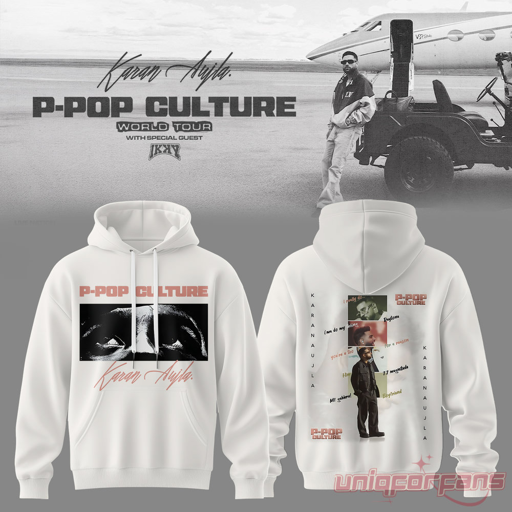 Karan Aujla P-Pop Culture World Tour Signature White Hoodie Karan Aujla P-Pop Culture World Tour Signature White Hoodie