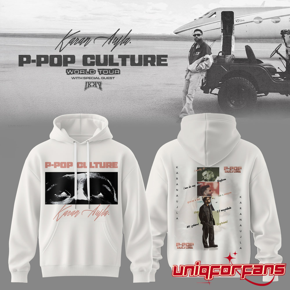 Karan Aujla P-Pop Culture World Tour Signature White Hoodie Karan Aujla P-Pop Culture World Tour Signature White Hoodie