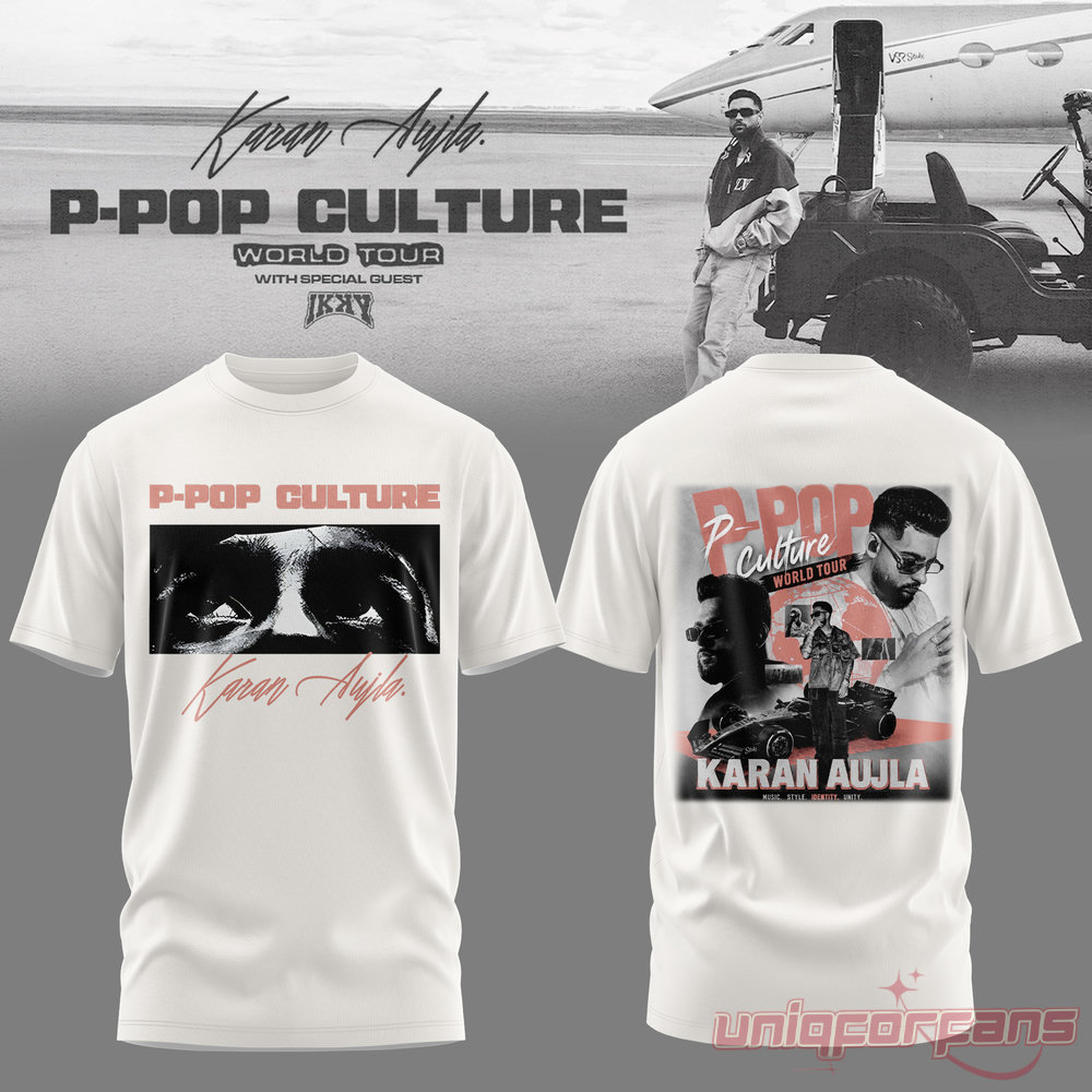 Karan Aujla P-Pop Culture World Tour White Signature T-shirt Karan Aujla P-Pop Culture World Tour White Signature T-shirt