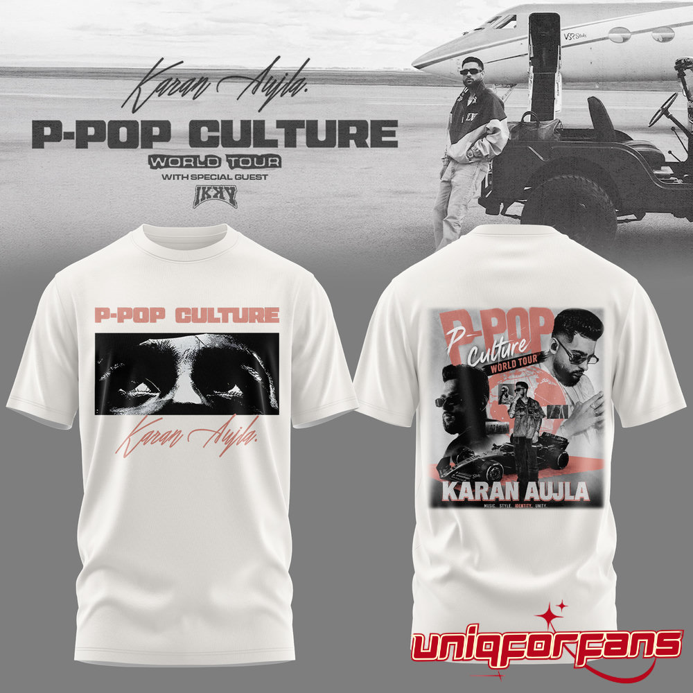 Karan Aujla P-Pop Culture World Tour White Signature T-shirt Karan Aujla P-Pop Culture World Tour White Signature T-shirt