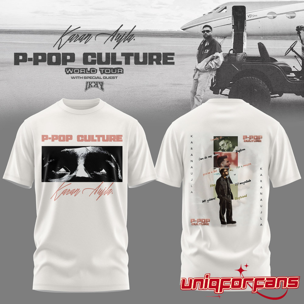 Karan Aujla P-Pop Culture World Tour White Signature T-shirt Karan Aujla P-Pop Culture World Tour White Signature T-shirt