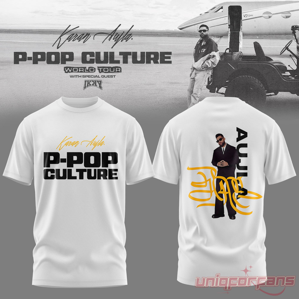 Karan Aujla P-Pop Culture World Tour White Signature T-shirt Karan Aujla P-Pop Culture World Tour White Signature T-shirt