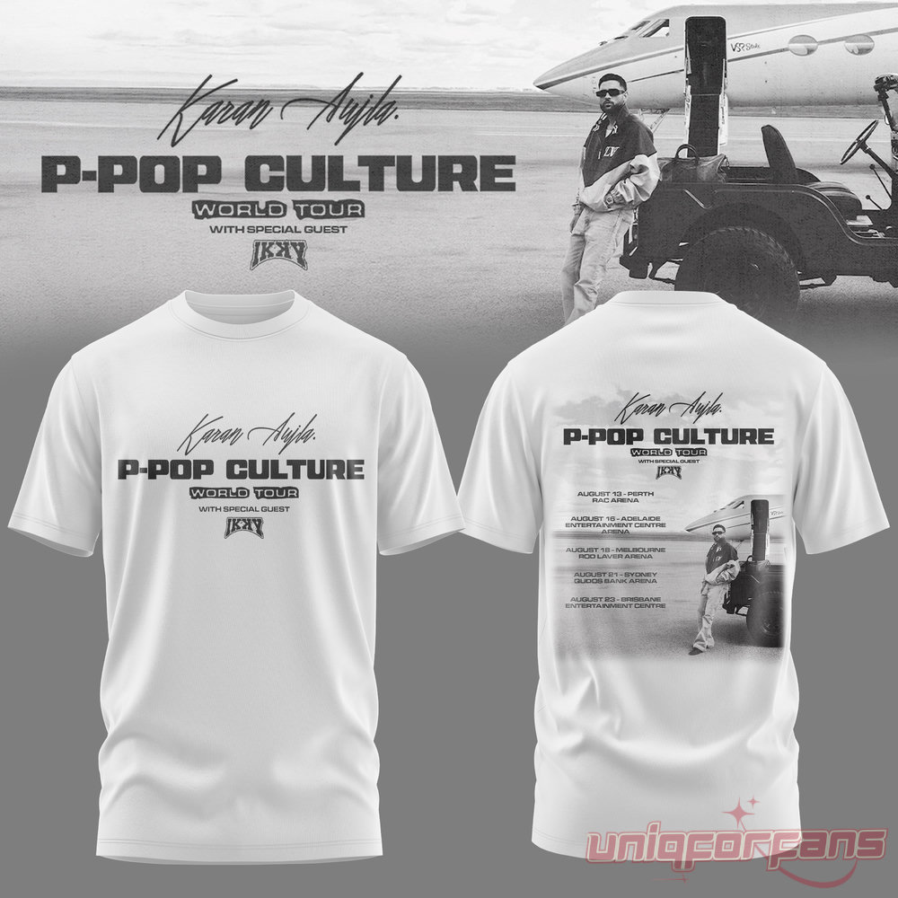 Karan Aujla P-Pop Culture World Tour White Signature T-shirt Karan Aujla P-Pop Culture World Tour White Signature T-shirt