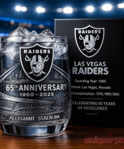 Las Vegas Raiders 65th Anniversary Whiskey Glass