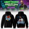 Black Lenny Pearce hoodie featuring a vibrant circus-themed cartoon front design and his portrait with neon accents on the back
