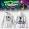 White Lenny Pearce Toddler Rave World Tour hoodie featuring a colorful circus front design and his portrait graphic on the back