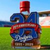 Los Angeles Dodgers 70th Anniversary Baseball Legacy Limited Edition Whiskey Bottle topped with a red wax style cap