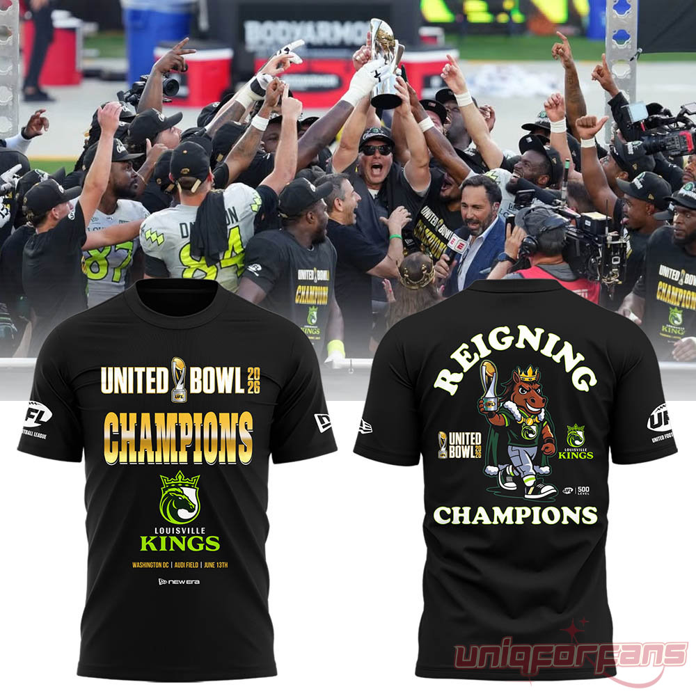 Louisville Kings 2026 United Bowl CHAMPIONS Special Edition 3D T-Shirt Louisville Kings 2026 United Bowl CHAMPIONS Special Edition 3D T-Shirt