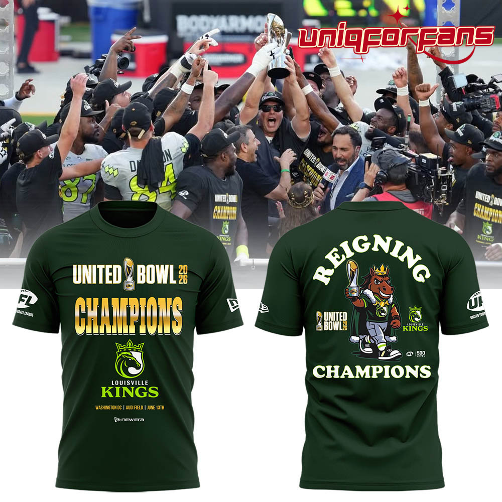Louisville Kings 2026 United Bowl CHAMPIONS Special Edition 3D T-Shirt Louisville Kings 2026 United Bowl CHAMPIONS Special Edition 3D T-Shirt