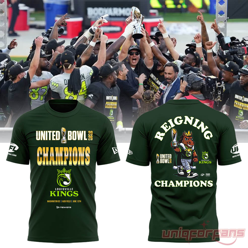 Louisville Kings 2026 United Bowl CHAMPIONS Special Edition 3D T-Shirt Louisville Kings 2026 United Bowl CHAMPIONS Special Edition 3D T-Shirt