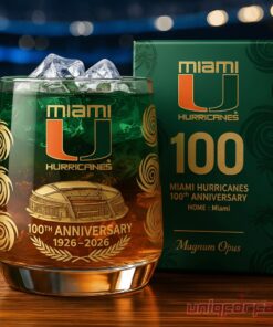 Miami Hurricanes 100th Anniversary Whiskey Glass