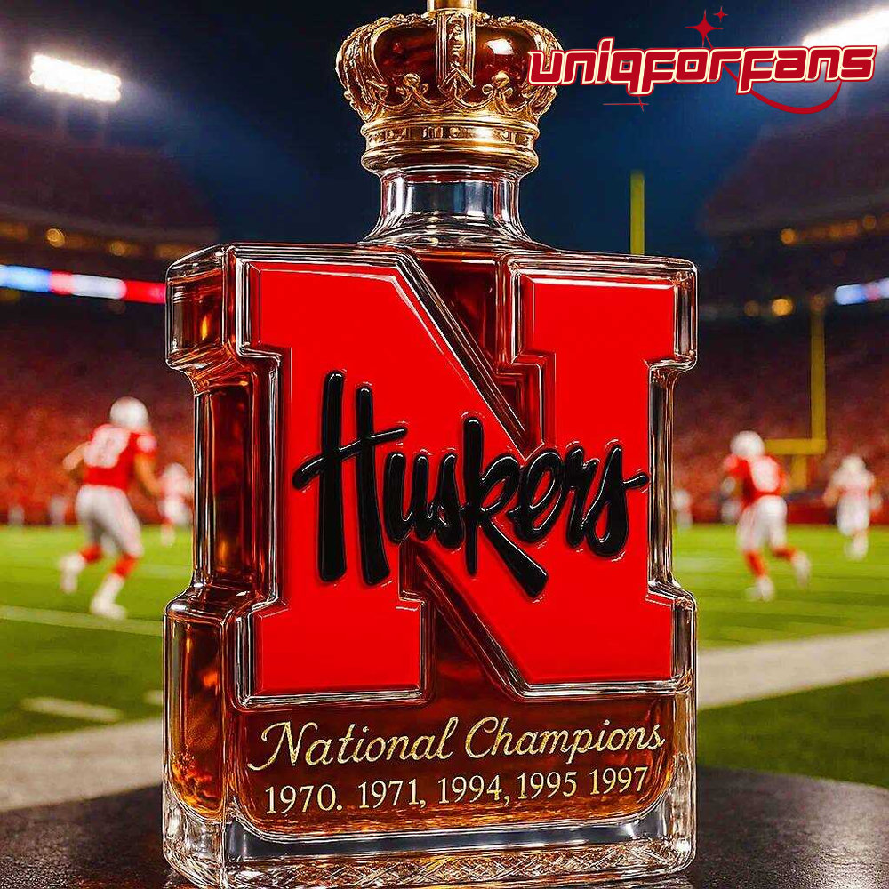 Nebraska Cornhuskers 5-Time National Champions Whiskey Bottle Nebraska Cornhuskers 5-Time National Champions Whiskey Bottle