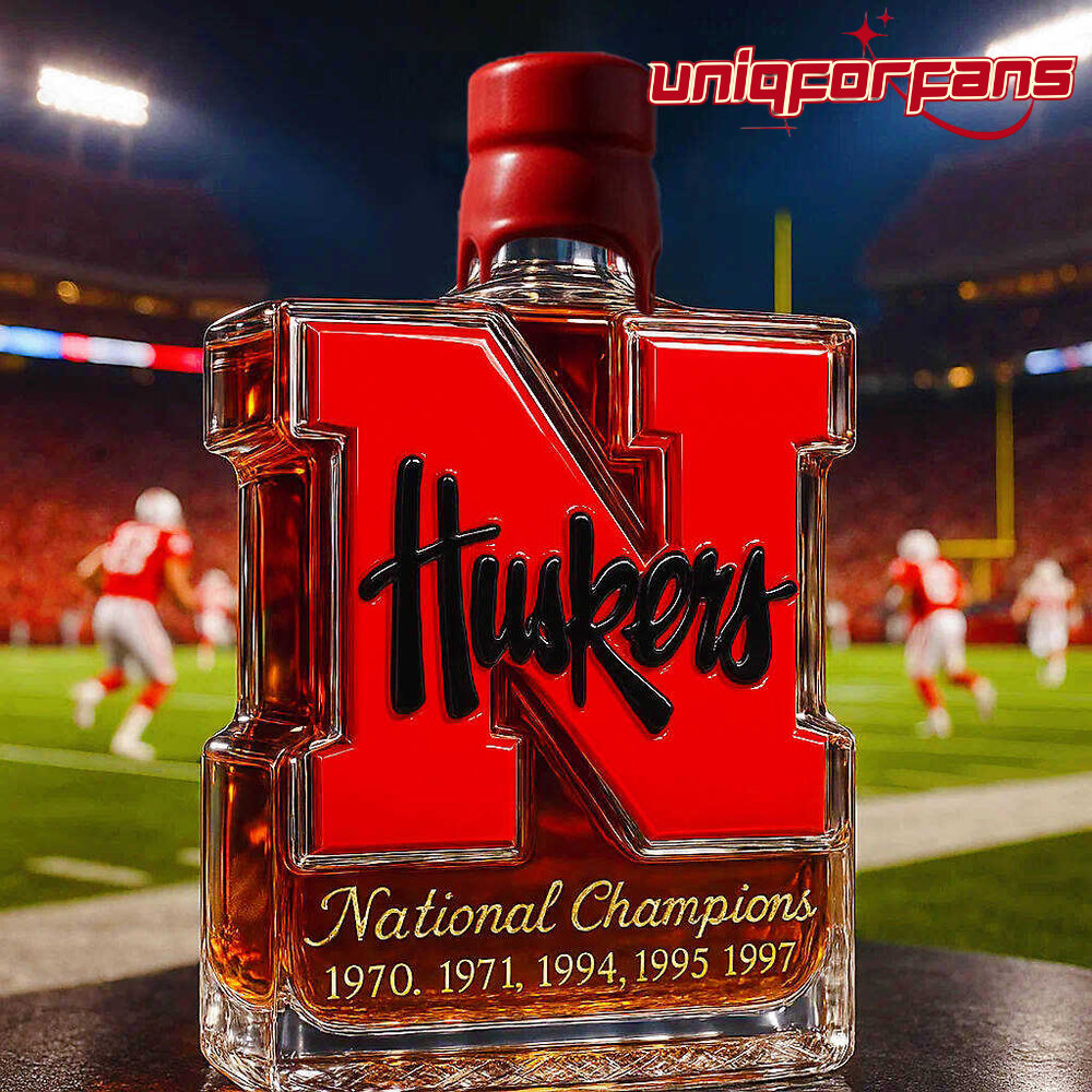 Nebraska Cornhuskers 5-Time National Champions Whiskey Bottle Nebraska Cornhuskers 5-Time National Champions Whiskey Bottle