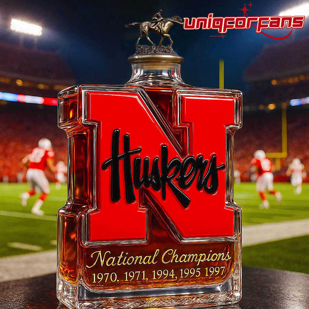 Nebraska Cornhuskers 5-Time National Champions Whiskey Bottle Nebraska Cornhuskers 5-Time National Champions Whiskey Bottle