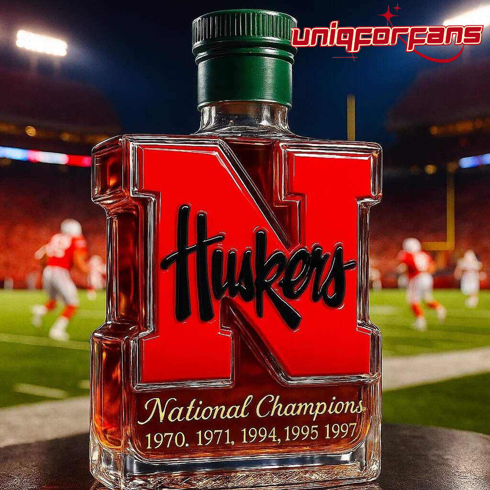 Nebraska Cornhuskers 5-Time National Champions Whiskey Bottle Nebraska Cornhuskers 5-Time National Champions Whiskey Bottle