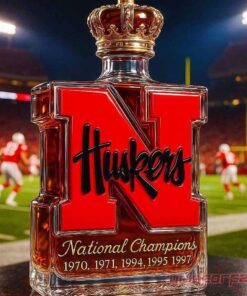Nebraska Cornhuskers 5-Time National Champions Whiskey Bottle