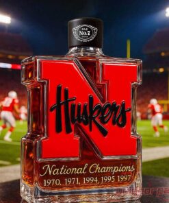 Nebraska Cornhuskers 5-Time National Champions Whiskey Bottle