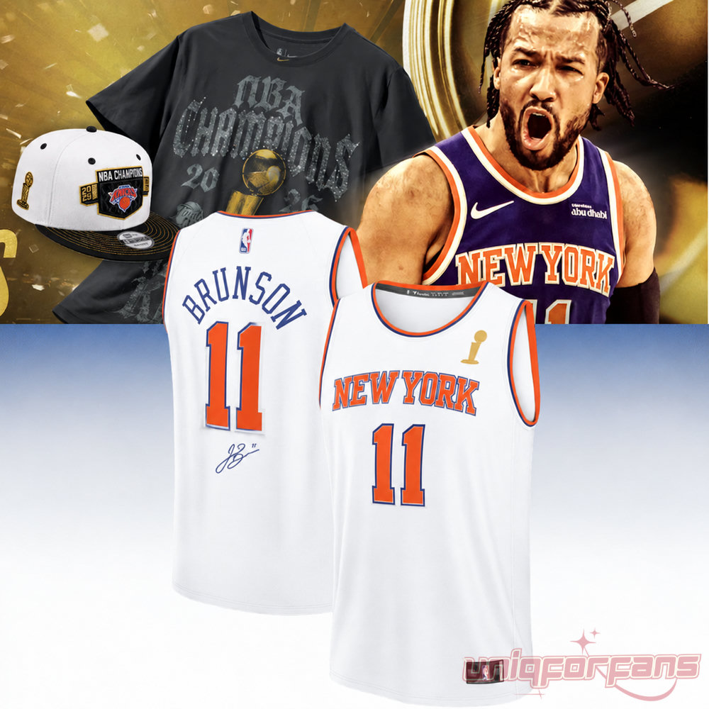 New York Knicks Champions Jalen Brunson Signed Basketball Jersey New York Knicks Champions Jalen Brunson Signed Basketball Jersey