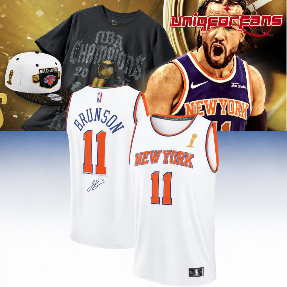 New York Knicks Champions Jalen Brunson Signed Basketball Jersey New York Knicks Champions Jalen Brunson Signed Basketball Jersey