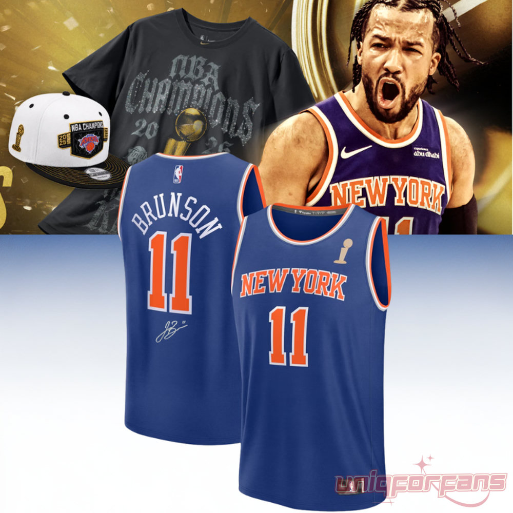 New York Knicks Champions Jalen Brunson Signed Basketball Jersey New York Knicks Champions Jalen Brunson Signed Basketball Jersey