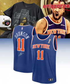 New York Knicks Champions Jalen Brunson Signed Basketball Jersey