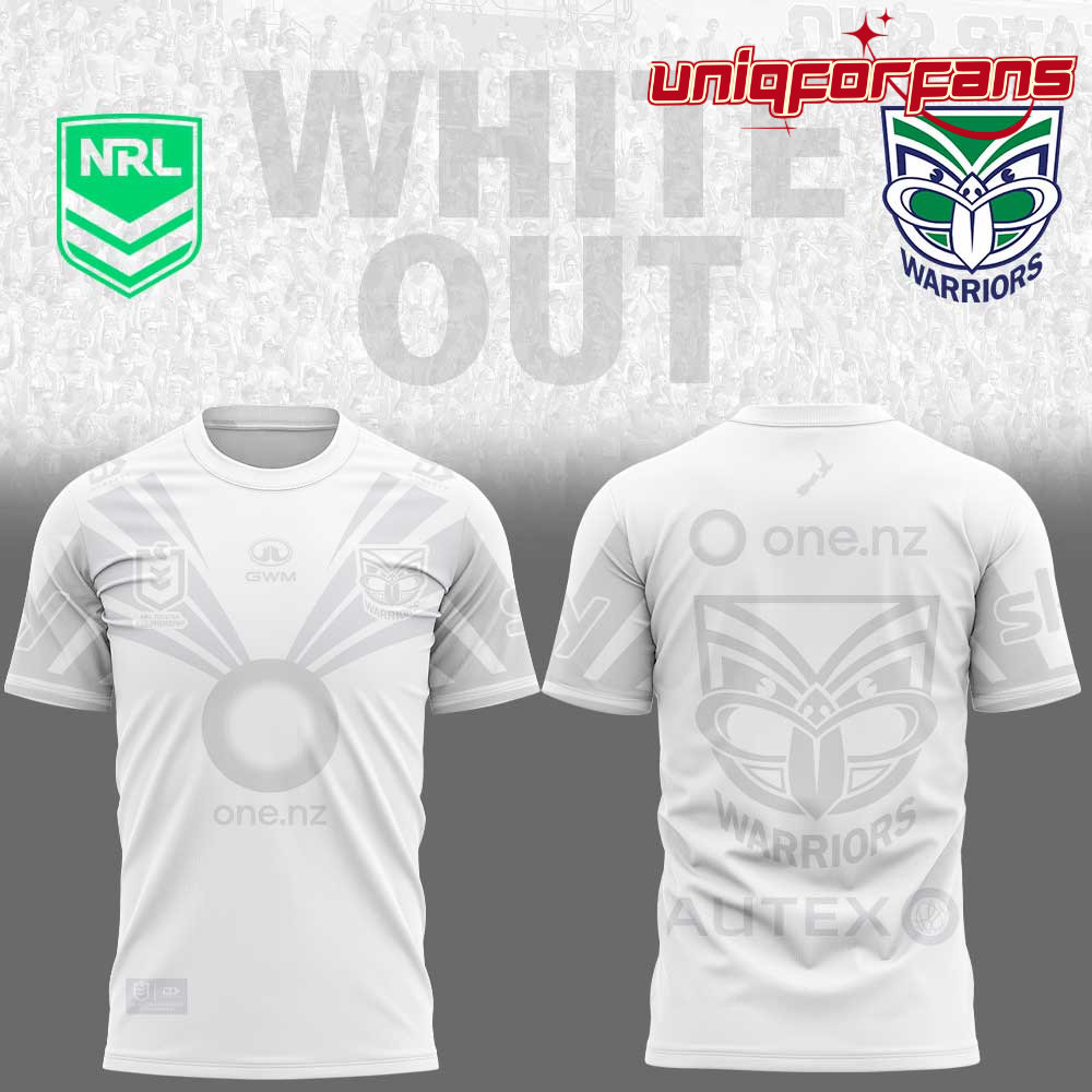 New Zealand Warriors White out NRL Limited Edition 3D T-shirt New Zealand Warriors White out NRL Limited Edition 3D T-shirt