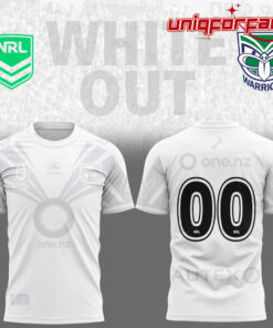 New Zealand Warriors White out NRL Limited Edition Custom Number 3D T-shirt
