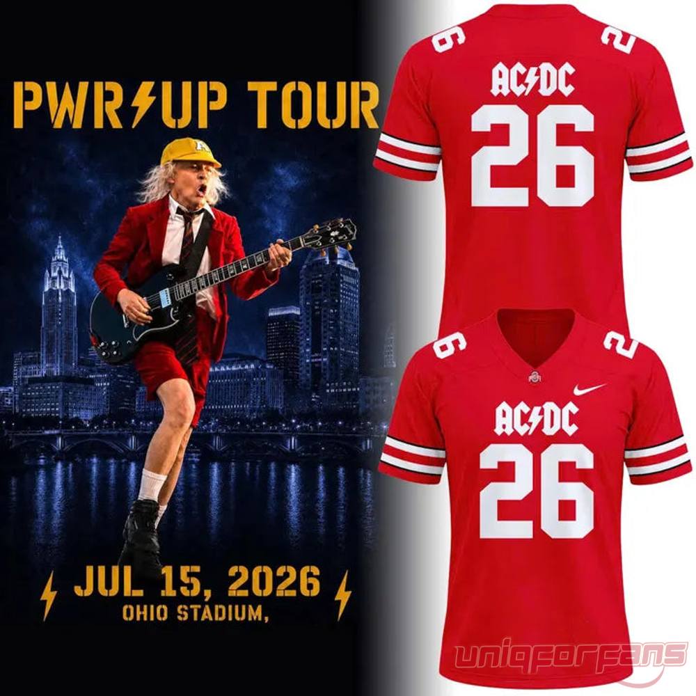 Ohio State Buckeyes AC/DC 2026 Tour Limited Edition Football Jersey Ohio State Buckeyes AC/DC 2026 Tour Limited Edition Football Jersey