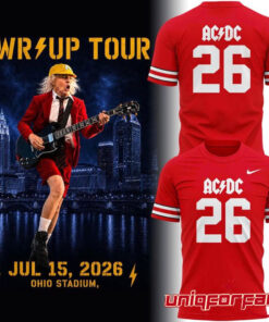 Ohio State Buckeyes AC/DC 2026 Tour Limited Edition Football 3D T-shirt