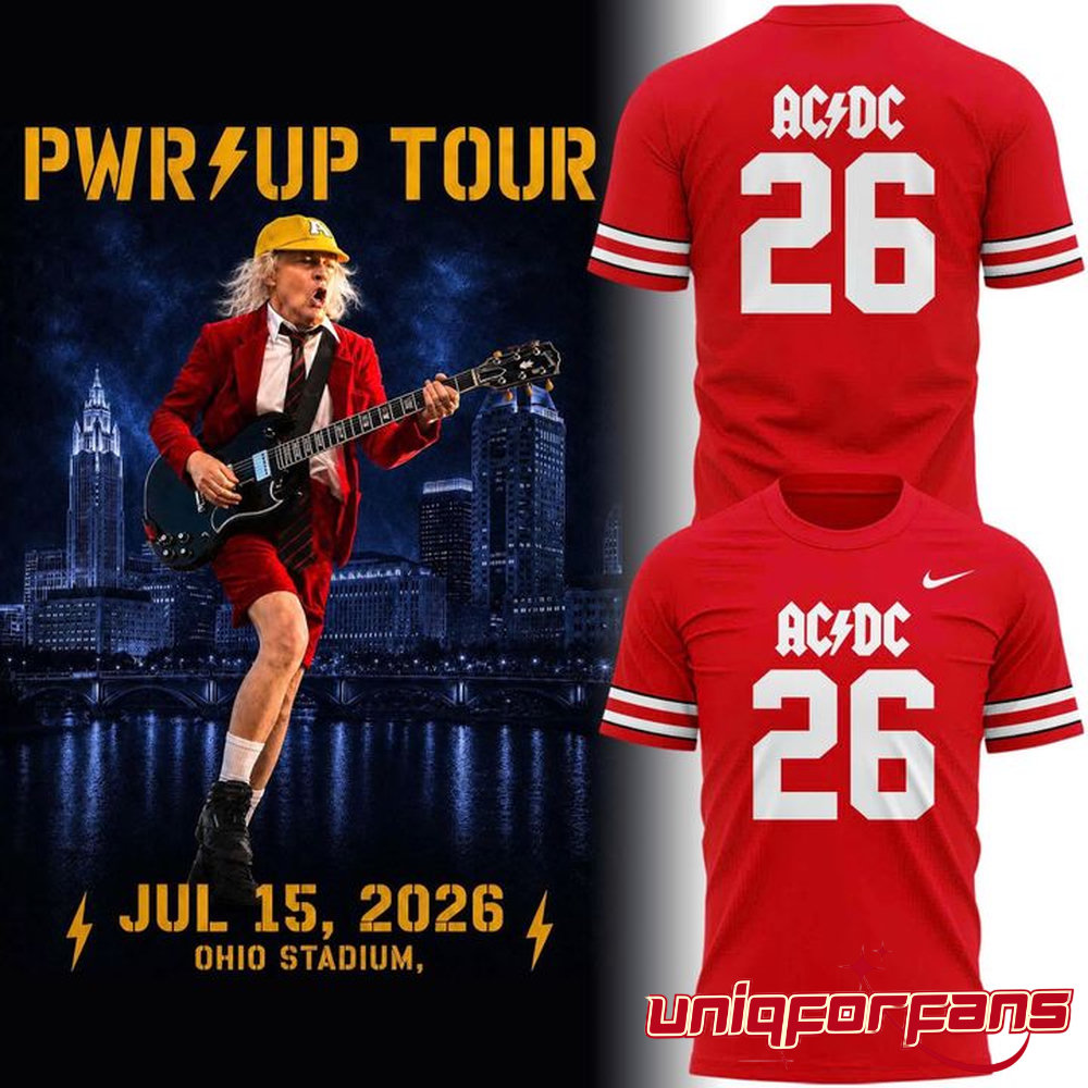 Ohio State Buckeyes AC/DC 2026 Tour Limited Edition Football 3D T-shirt Ohio State Buckeyes AC/DC 2026 Tour Limited Edition Football 3D T-shirt