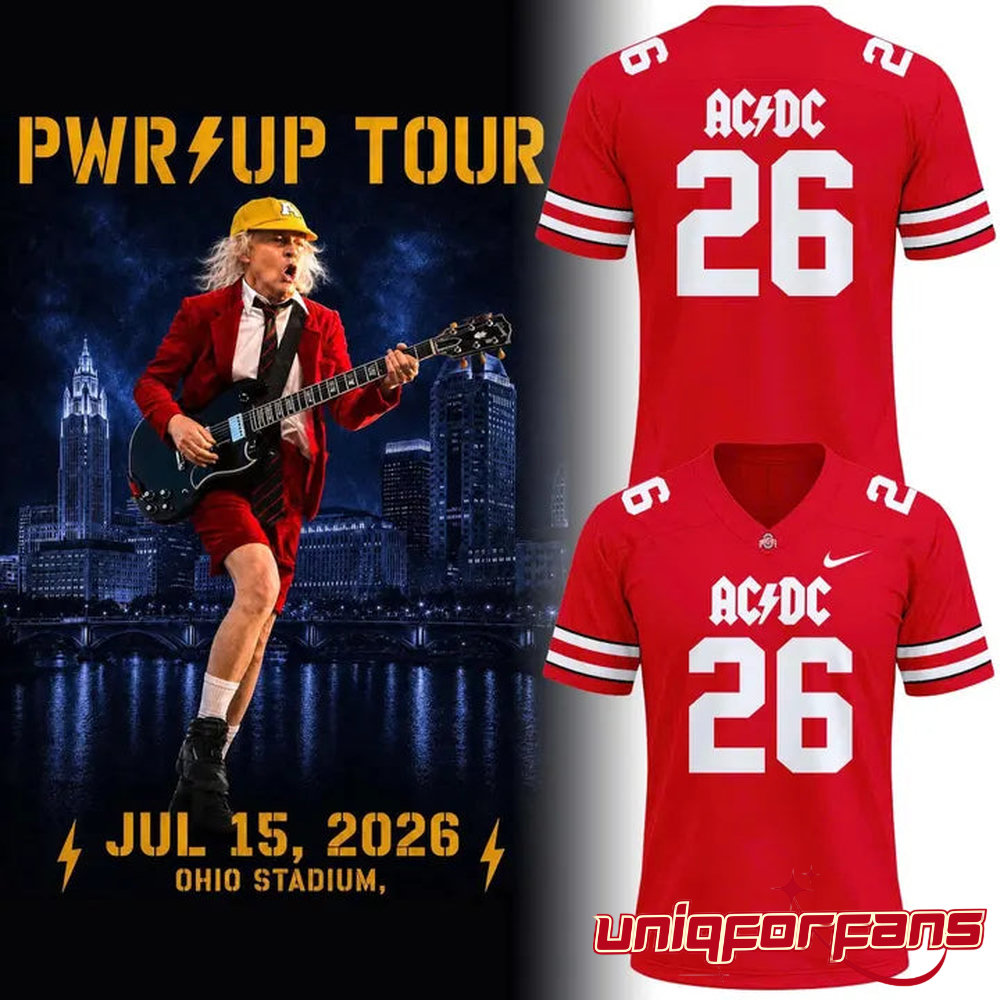 Ohio State Buckeyes AC/DC 2026 Tour Limited Edition Football Jersey Ohio State Buckeyes AC/DC 2026 Tour Limited Edition Football Jersey