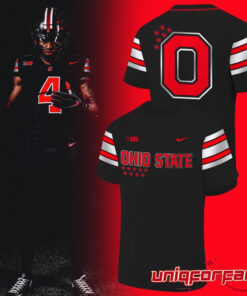 Ohio State Buckeyes Football New All-Black 3D T-shirt