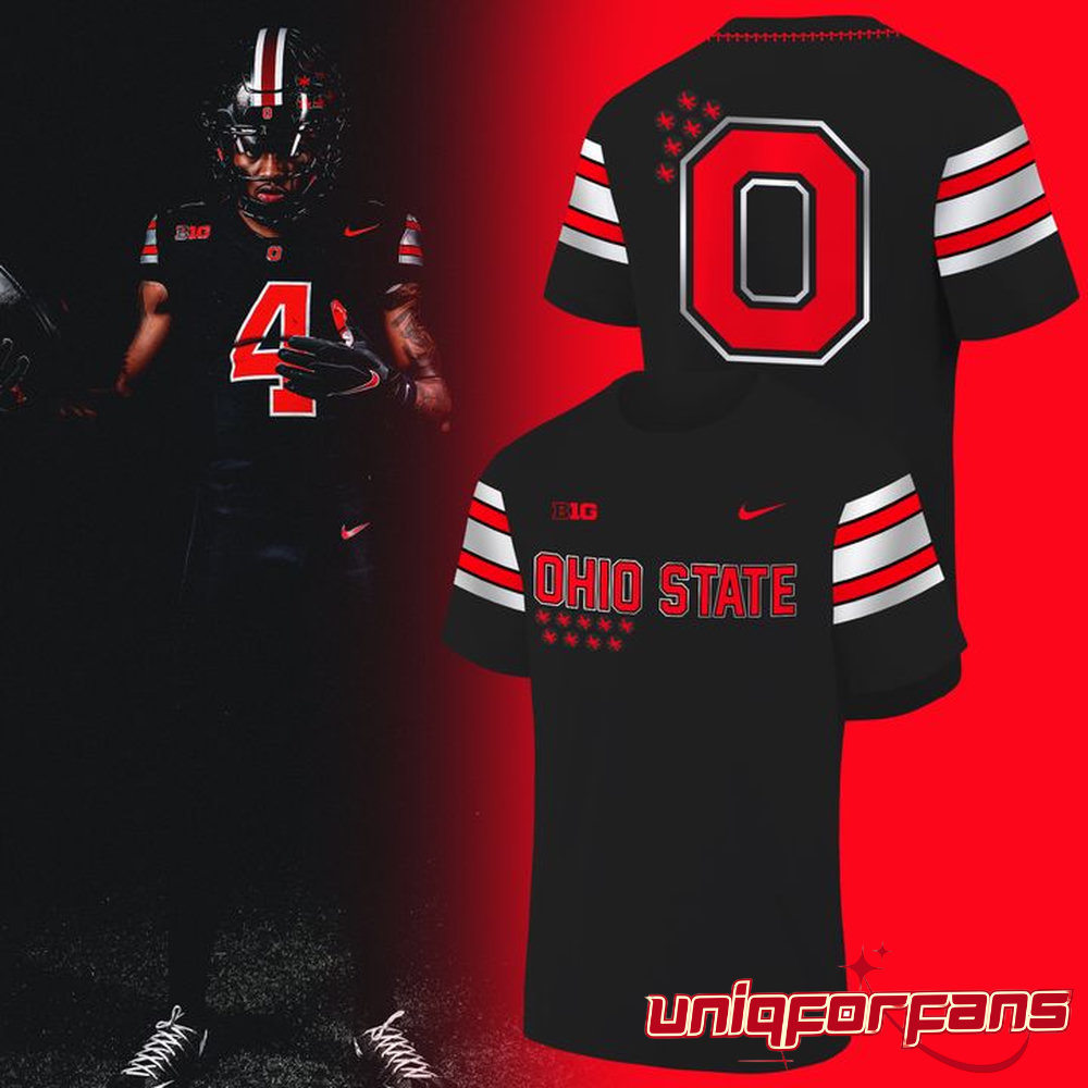 Ohio State Buckeyes Football New All-Black 3D T-shirt Ohio State Buckeyes Football New All-Black 3D T-shirt