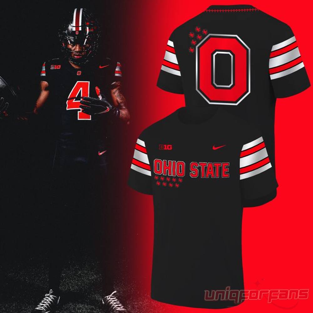Ohio State Buckeyes Football New All-Black 3D T-shirt Ohio State Buckeyes Football New All-Black 3D T-shirt