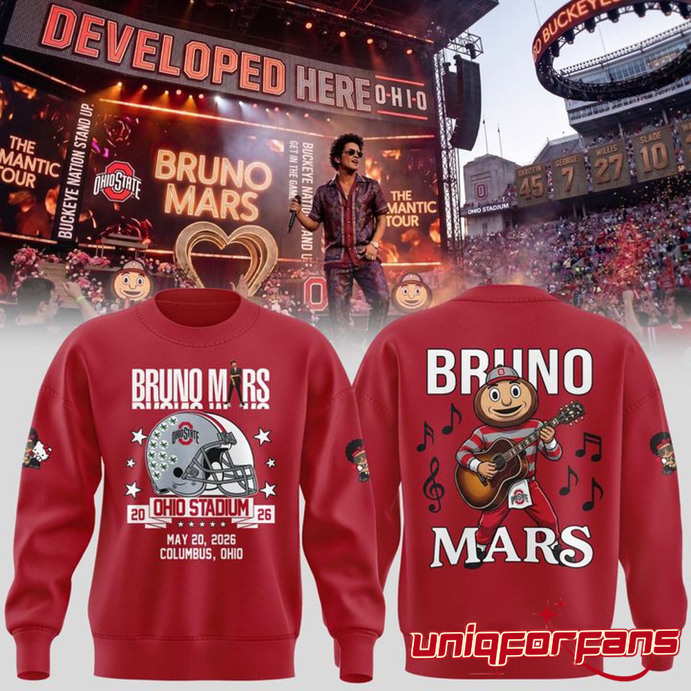 Ohio State Buckeyes x Bruno Mars The Romantic Tour 20026 Ohio Stadium Sweatshirt Ohio State Buckeyes x Bruno Mars The Romantic Tour 20026 Ohio Stadium Sweatshirt