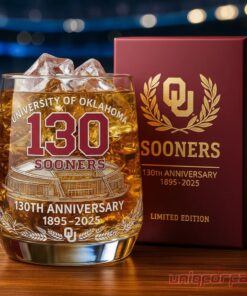 Oklahoma Sooners 130th Anniversary Whiskey Glass