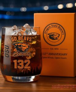 Oregon State University Beavers 132nd Anniversary Whiskey Glass