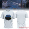 Phoebe Bridgers The Lost Tour Limited Edition Tee in white, showcasing a blue vintage car graphic and signature