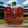 San Francisco 49ers 80th Anniversary Limited Edition Whiskey Bottle featuring a dark green ribbed screw cap
