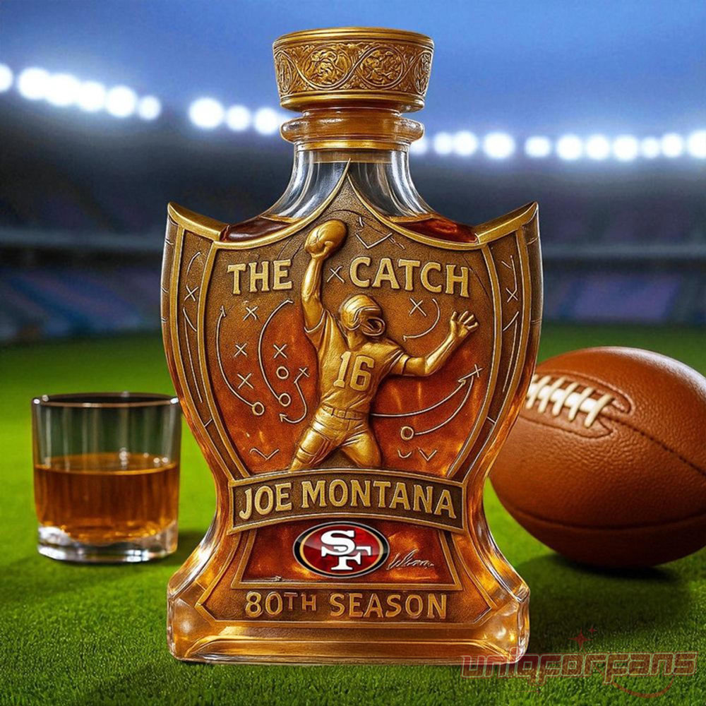 San Francisco 49ers Joe Montana the Catch Legendary Football Moment 80th Anniversary Whiskey Bottle San Francisco 49ers Joe Montana the Catch Legendary Football Moment 80th Anniversary Whiskey Bottle