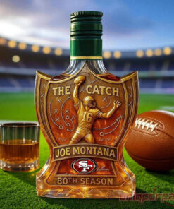 San Francisco 49ers Joe Montana the Catch Legendary Football Moment 80th Anniversary Whiskey Bottle
