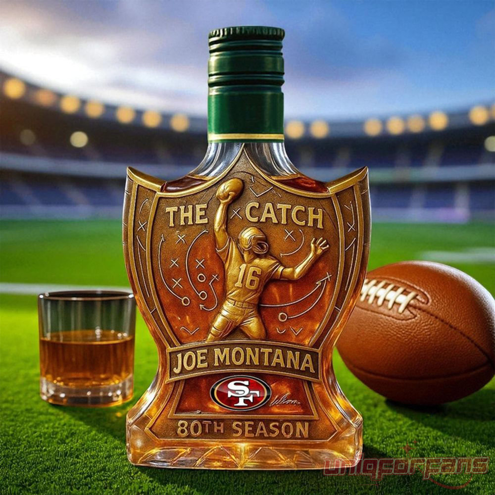 San Francisco 49ers Joe Montana the Catch Legendary Football Moment 80th Anniversary Whiskey Bottle San Francisco 49ers Joe Montana the Catch Legendary Football Moment 80th Anniversary Whiskey Bottle