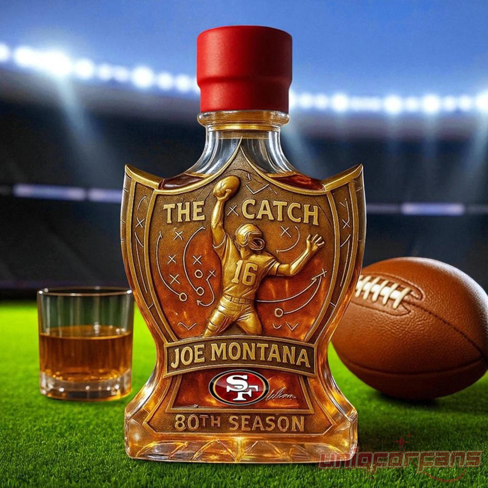 San Francisco 49ers Joe Montana the Catch Legendary Football Moment 80th Anniversary Whiskey Bottle San Francisco 49ers Joe Montana the Catch Legendary Football Moment 80th Anniversary Whiskey Bottle