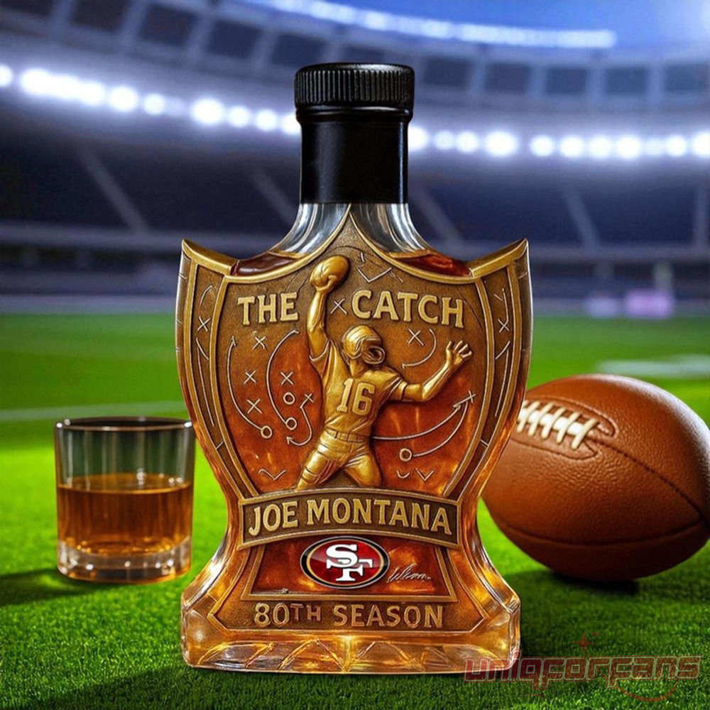 San Francisco 49ers Joe Montana the Catch Legendary Football Moment 80th Anniversary Whiskey Bottle San Francisco 49ers Joe Montana the Catch Legendary Football Moment 80th Anniversary Whiskey Bottle